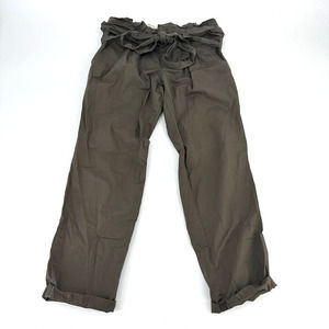 Anthropologie Cartonnier  pants size 2 green paper bag waist ankle cotton